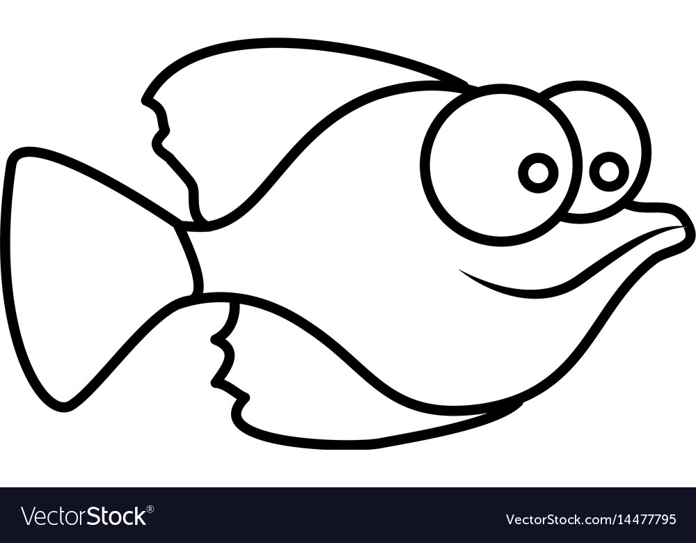 Monochrome Silhouette von kleinen Fischen mit großen Augen