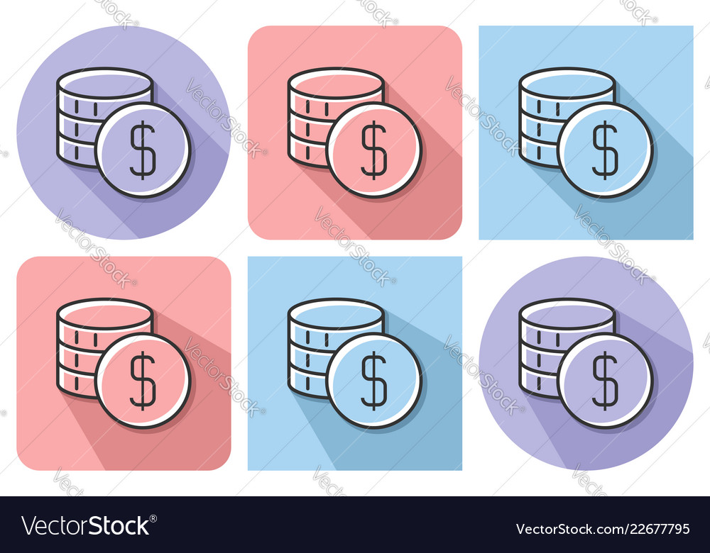Outlined icon of coins stack with parallel vector image Outlined icon of coins stack with parallel