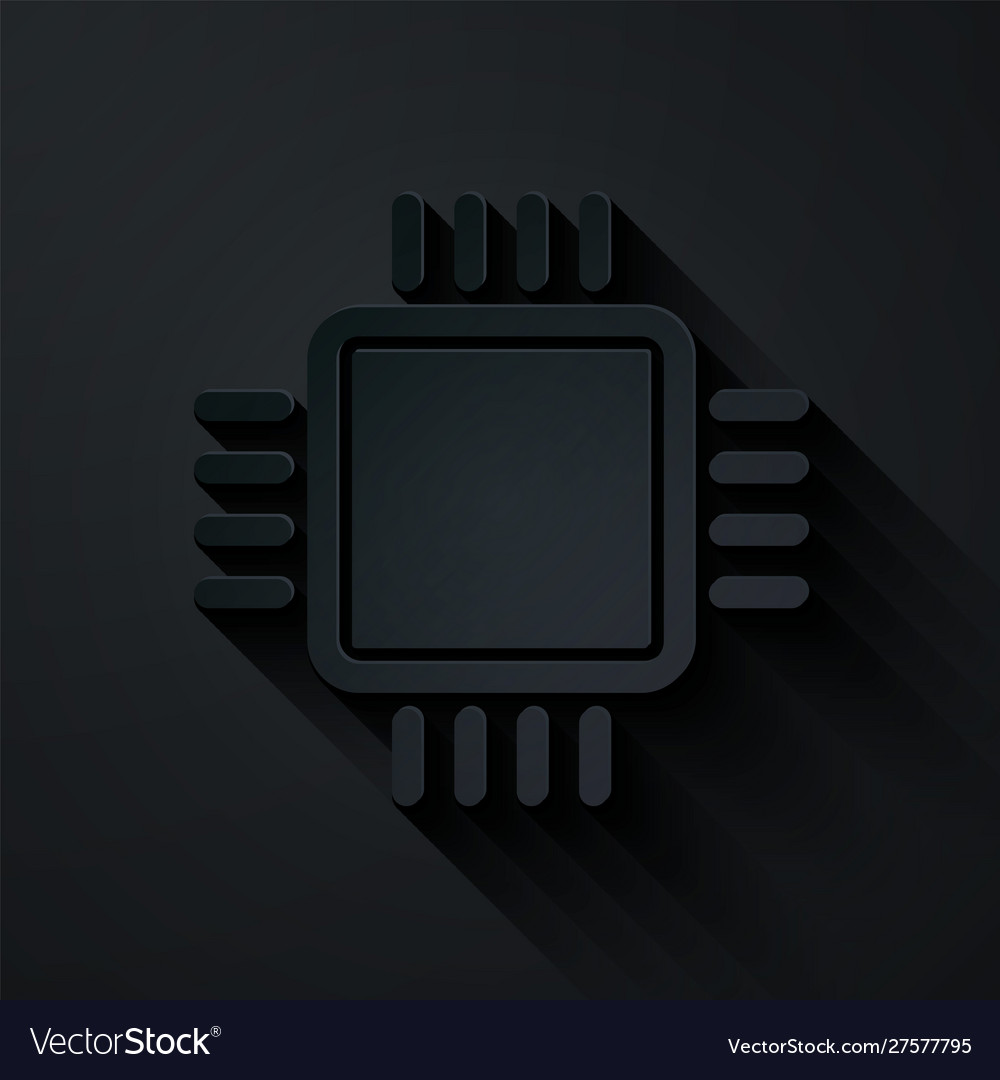 Paper cut computer processor with microcircuits vector image Paper cut computer processor with microcircuits