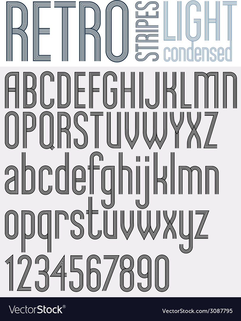 Parallel stripes retro style font