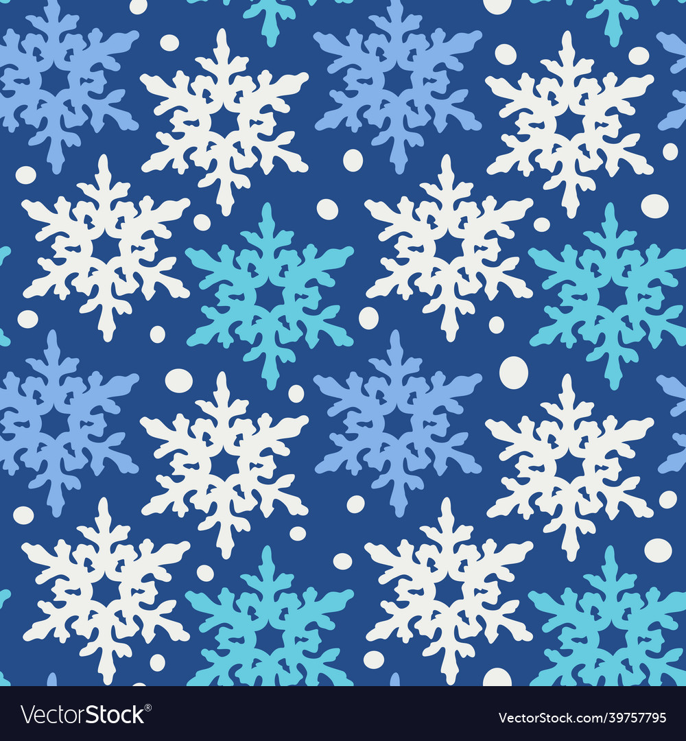 Seamless pattern with different colors snowflakes vector image Seamless pattern with different colors snowflakes