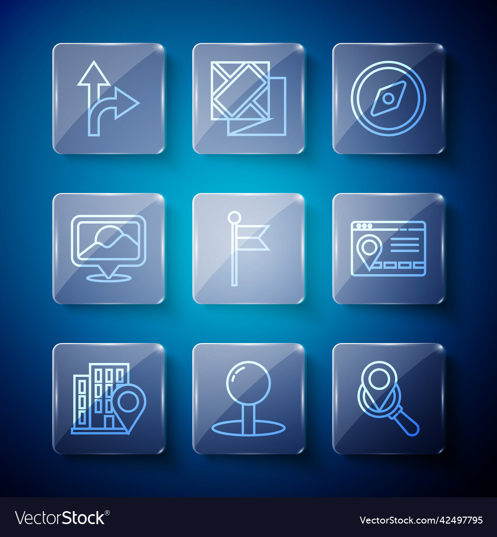 Set line location with house push pin search Vector Image Set line location with house push pin search