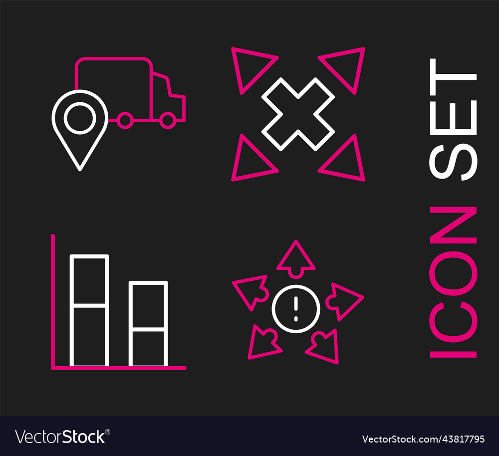 Set line many ways directional arrow graph chart vector image Set line many ways directional arrow graph chart