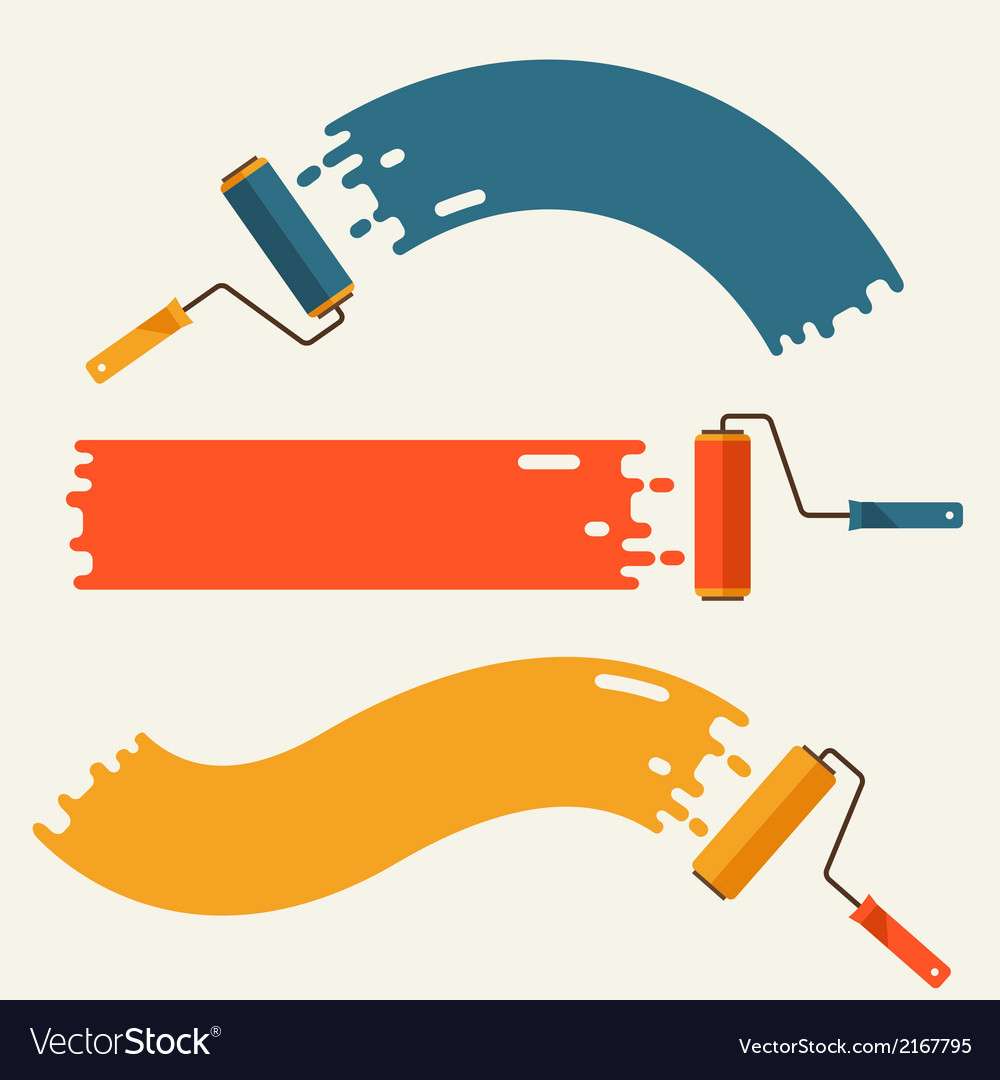 Set of roller brushes with strips paint Royalty Free Vector