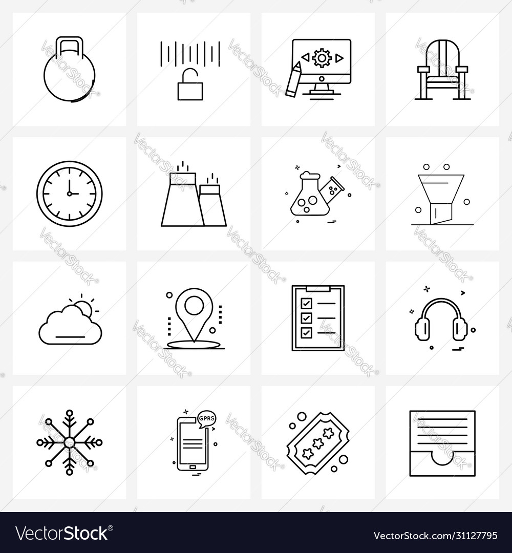 Simple set 16 line icons such as optimization