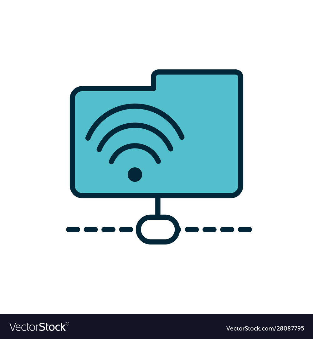 Wifi folder file internet things line and fill