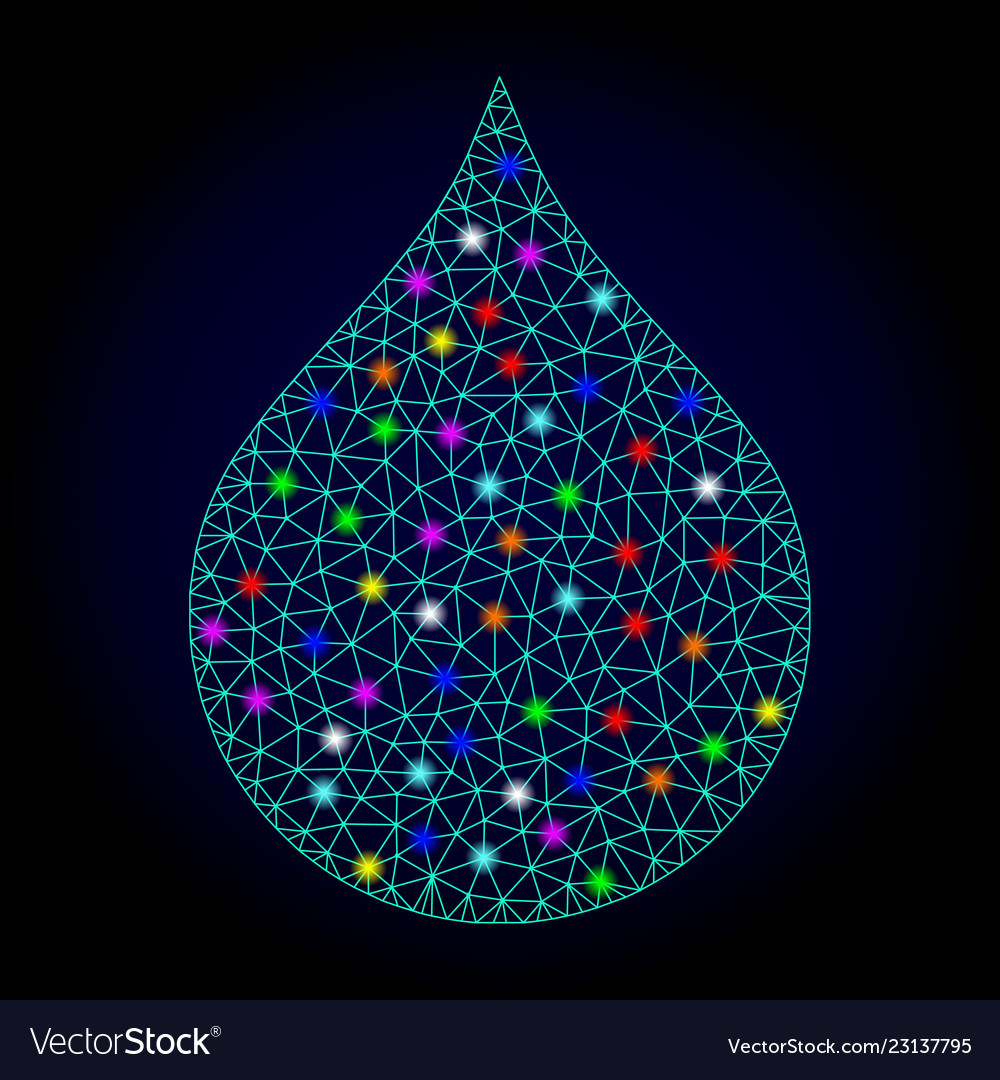 Wire frame mesh water drop with glowing Vector Image Wire frame mesh water drop with glowing