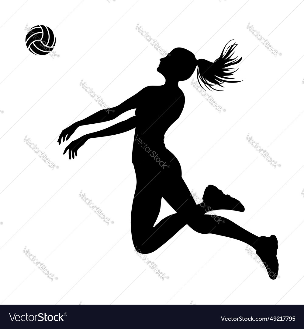 Woman volleyball player silhouette in action Vector Image