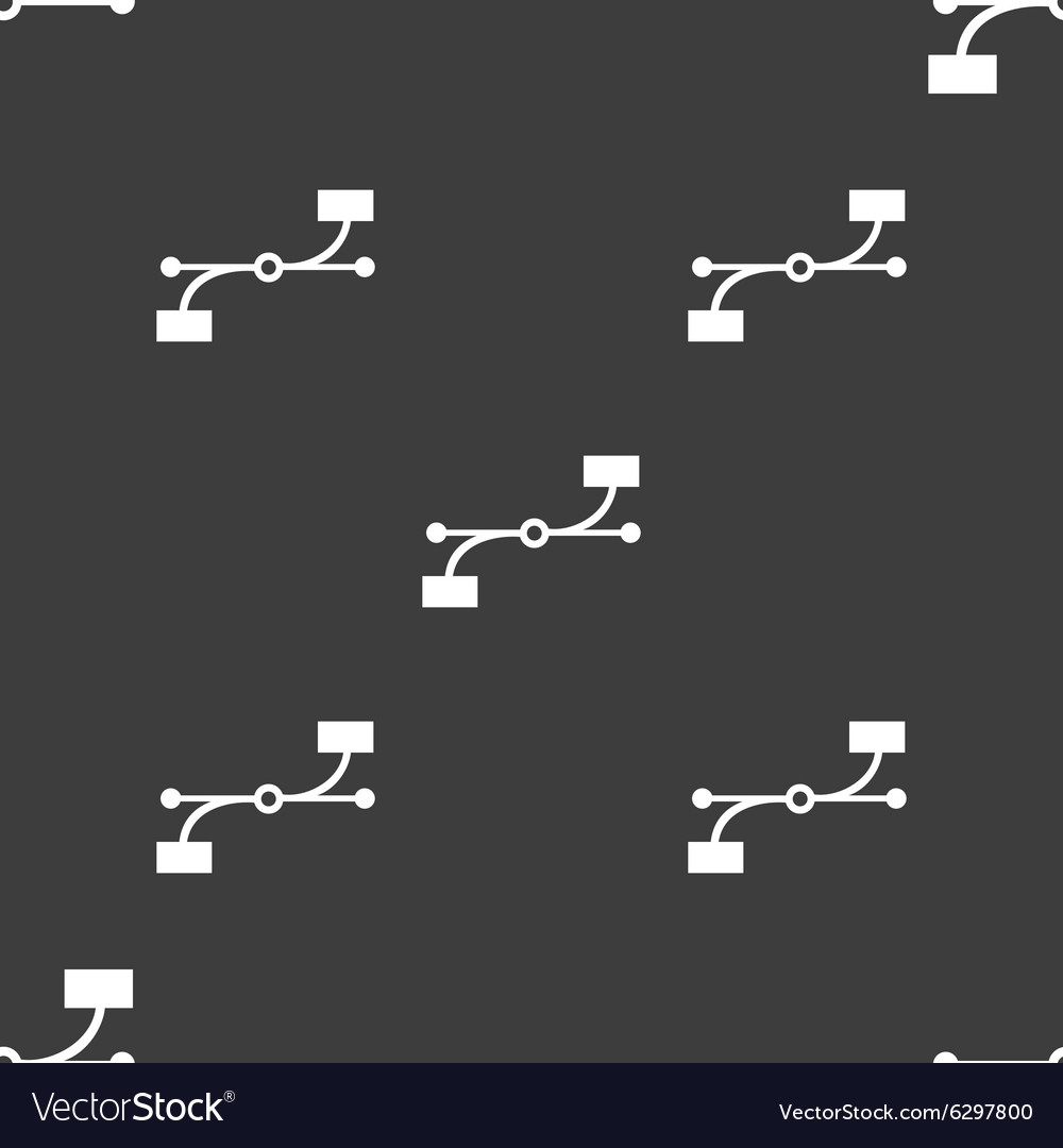 Bezier curve icon sign seamless pattern on a gray