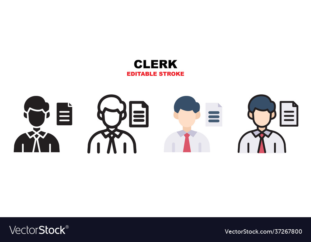 Clerk icon set with different styles editable vector image Clerk icon set with different styles editable