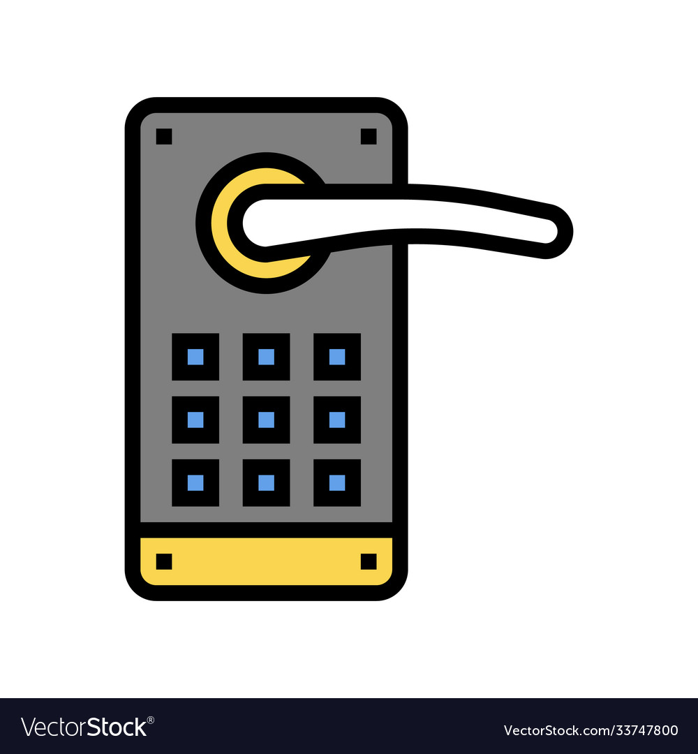 Door lock with password color icon isolated