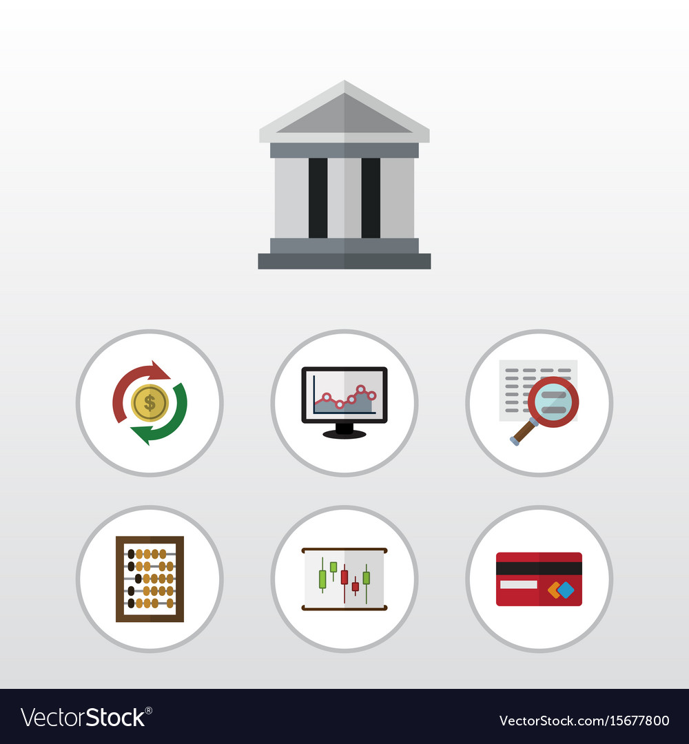 Flat icon incoming set of bank interchange scan