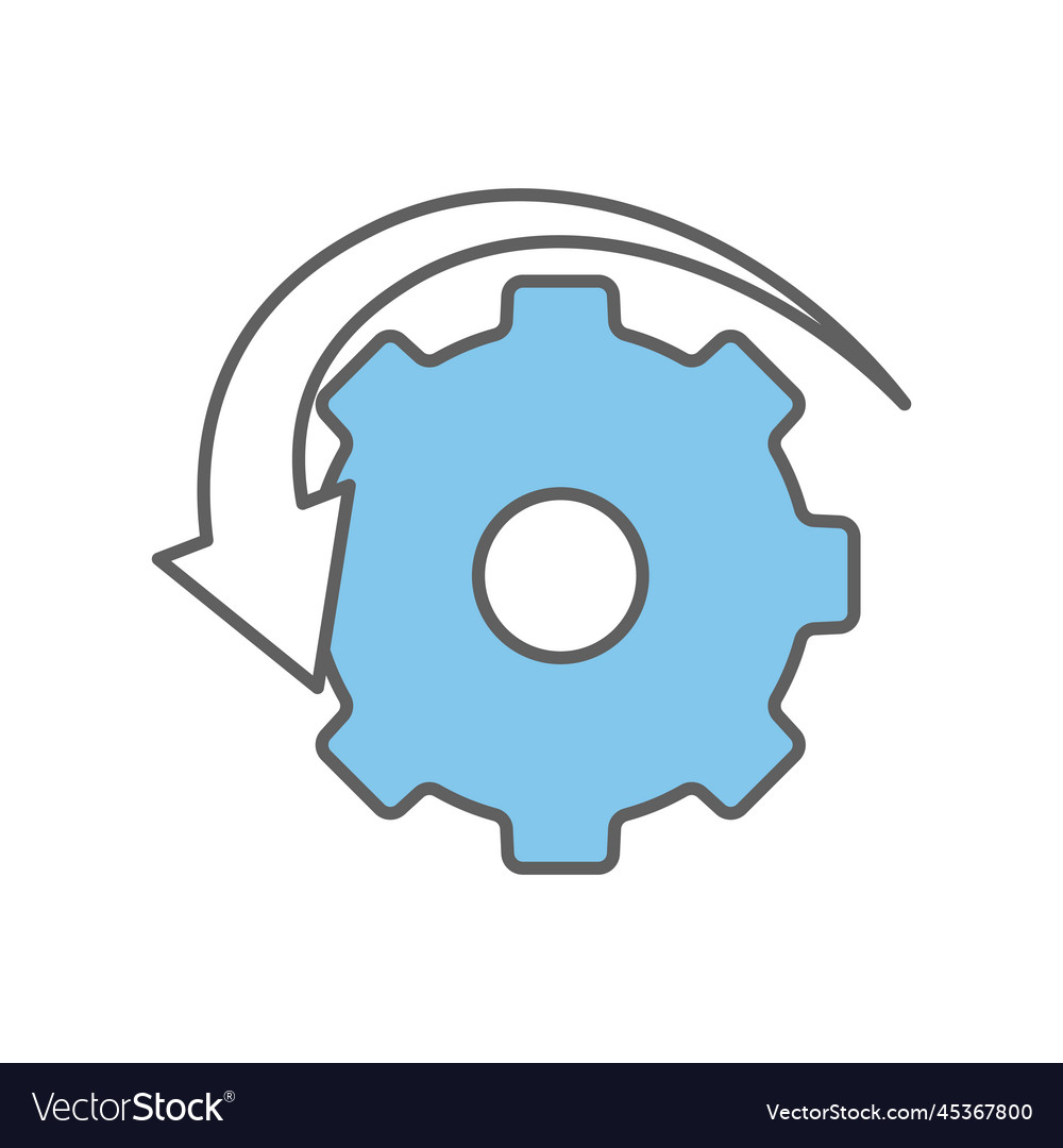 Gear icon with arrow suitable for project return Vector Image Gear icon with arrow suitable for project return