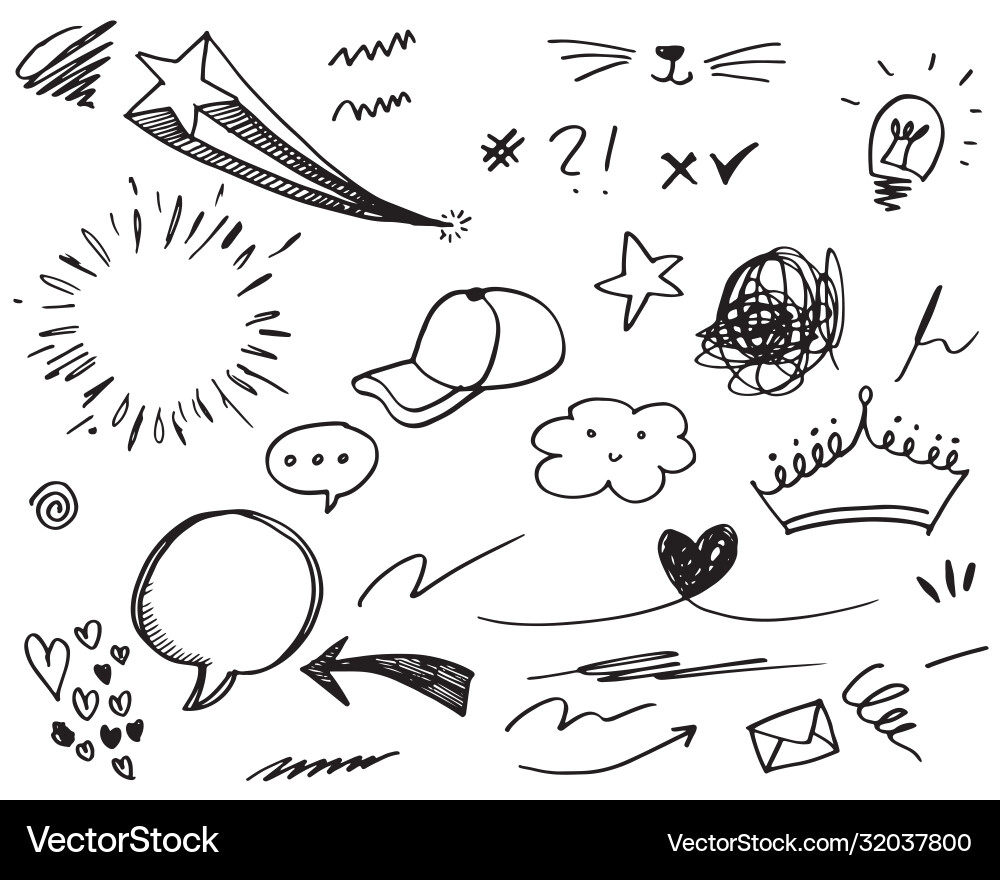 Hand drawn set elements for concept design Vector Image