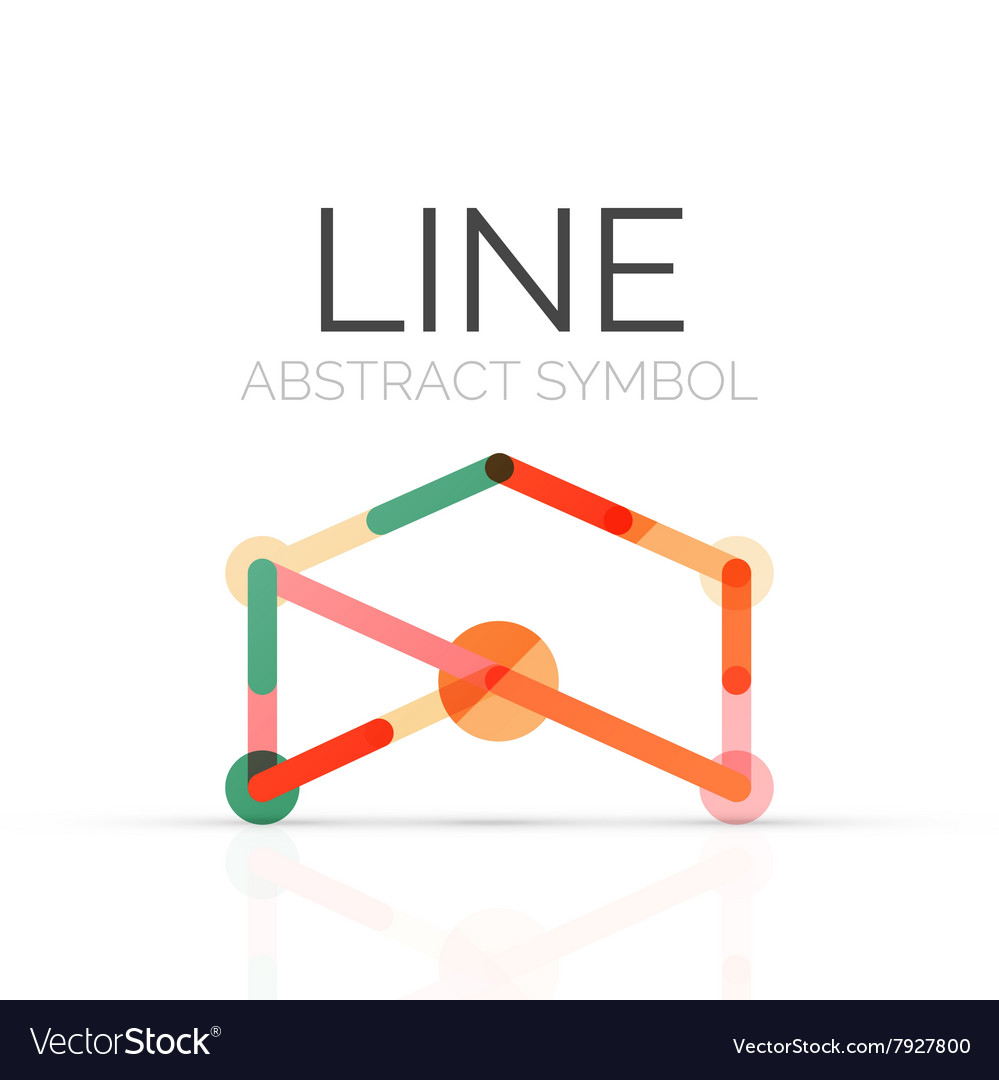 Linear abstract logo connected multicolored