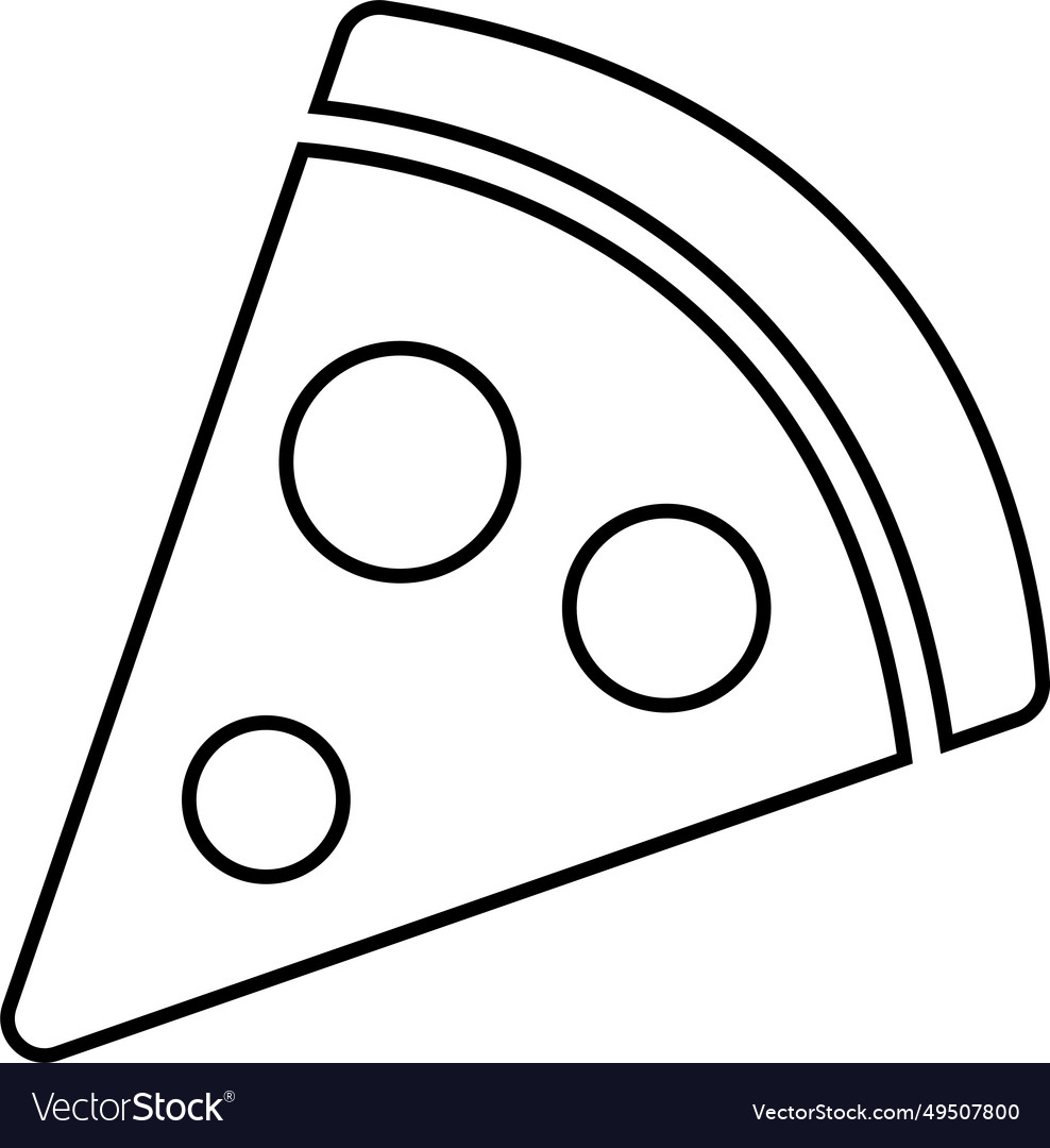 Pizza piece flat line black icon thin sign Vector Image