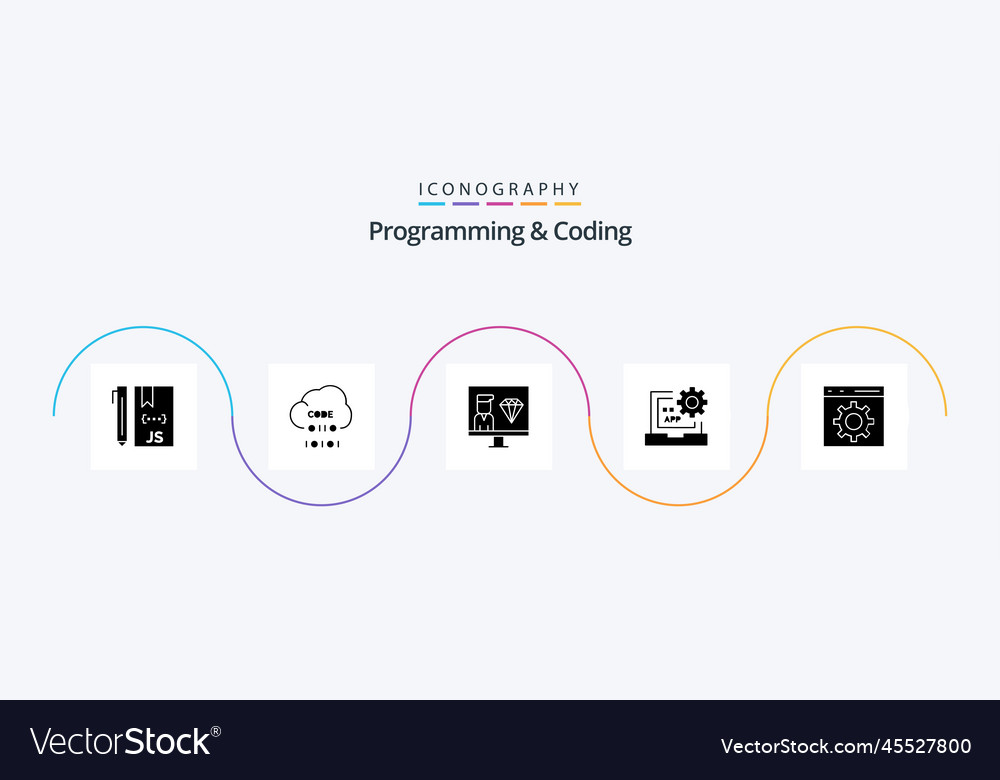 Programming and coding glyph 5 icon pack