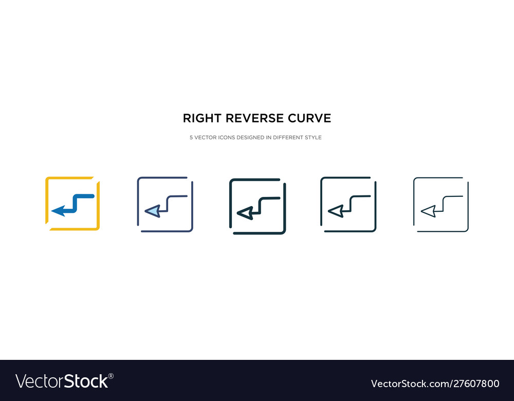 Right reverse curve icon in different style two vector image Right reverse curve icon in different style two