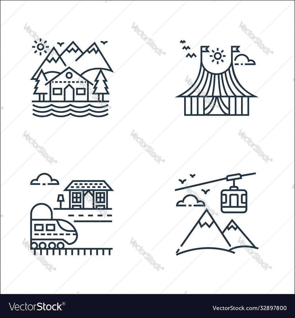 Tourism line icons linear set quality