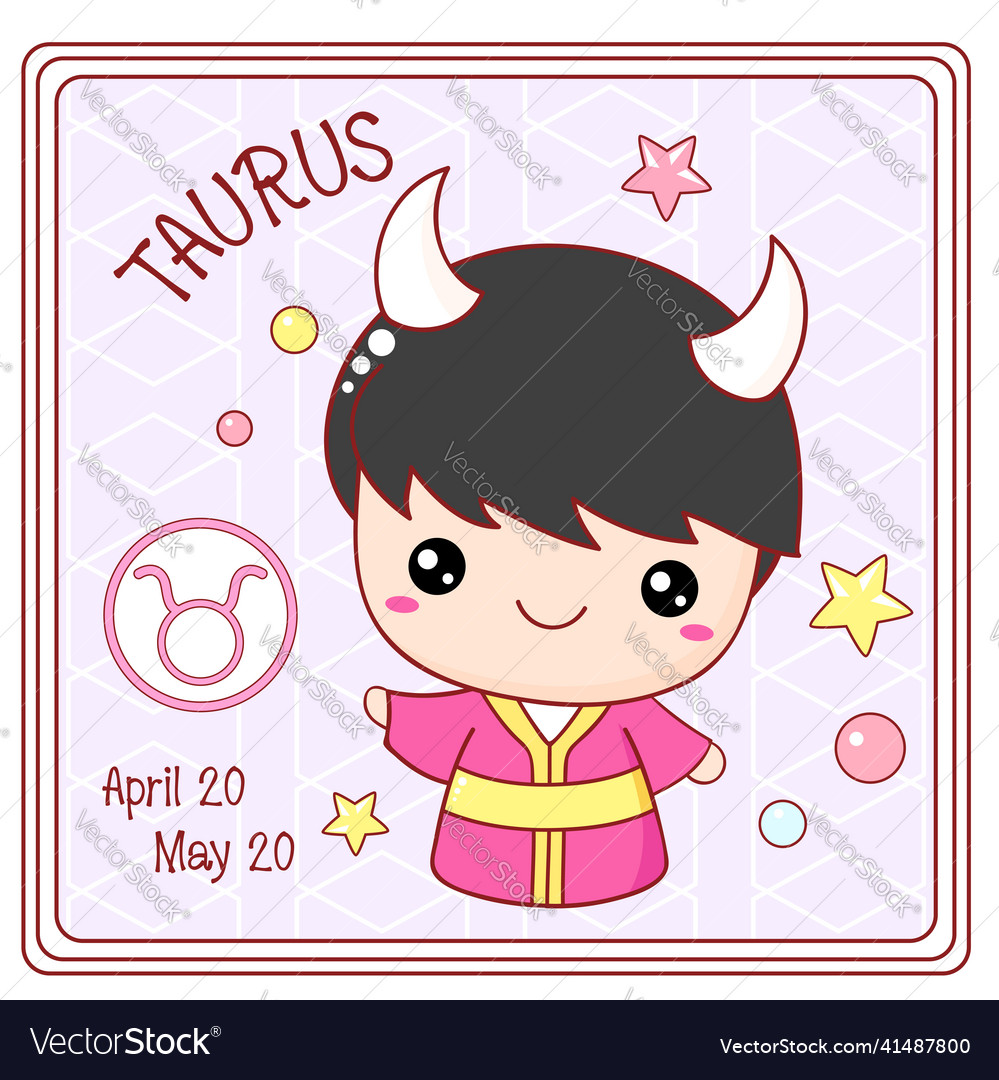 Zodiac taurus sign character in kawaii style