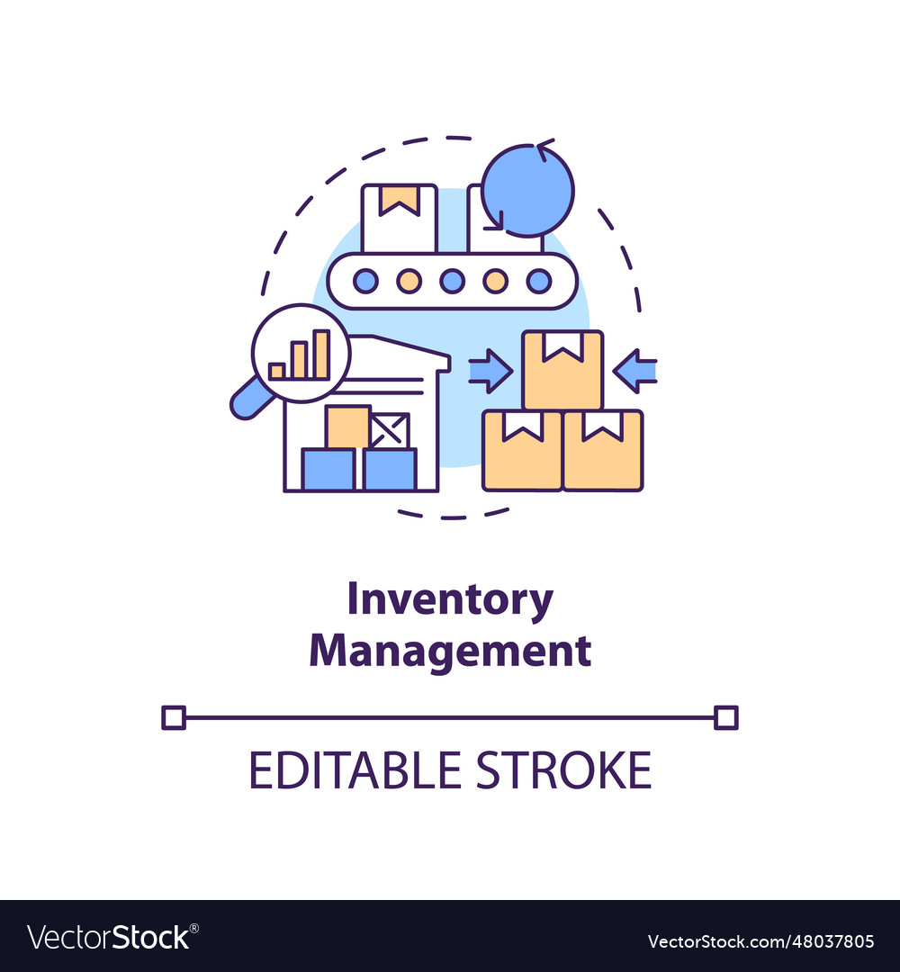 2d customizable inventory management line icon vector image 2d customizable inventory management line icon