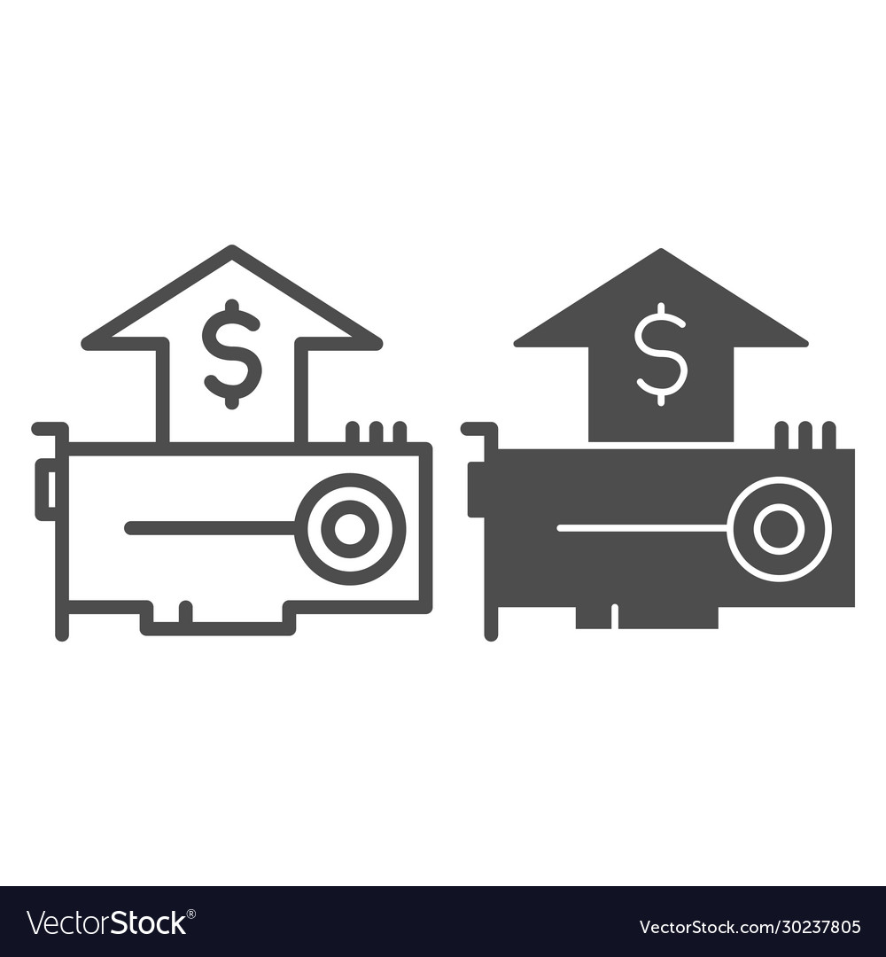 Accelerator card line and solid icon hardware vector image Accelerator card line and solid icon hardware