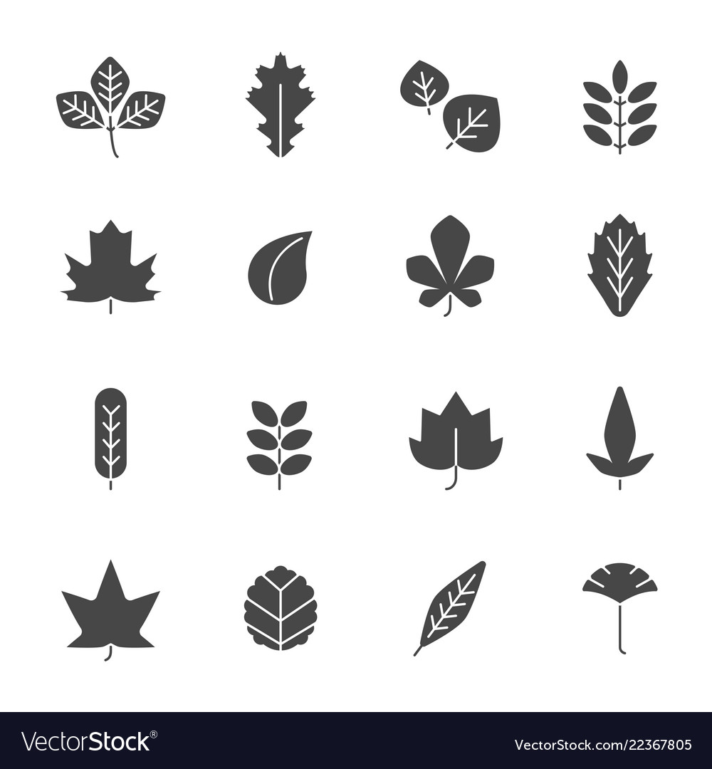 Autumn leaves icons silhouettes of various Vector Image