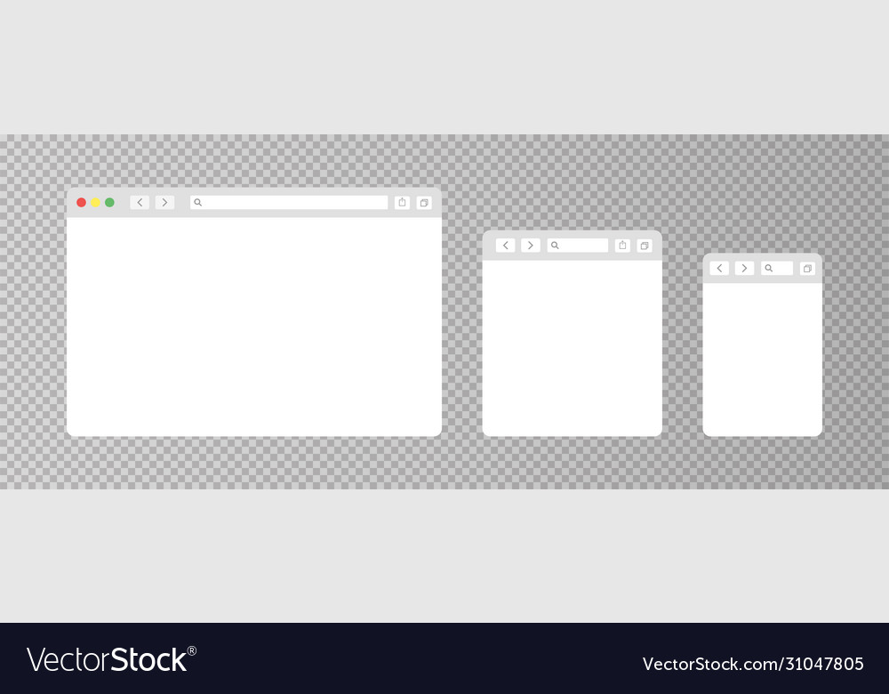 Browser window isolated web elements transparent vector image Browser window isolated web elements transparent