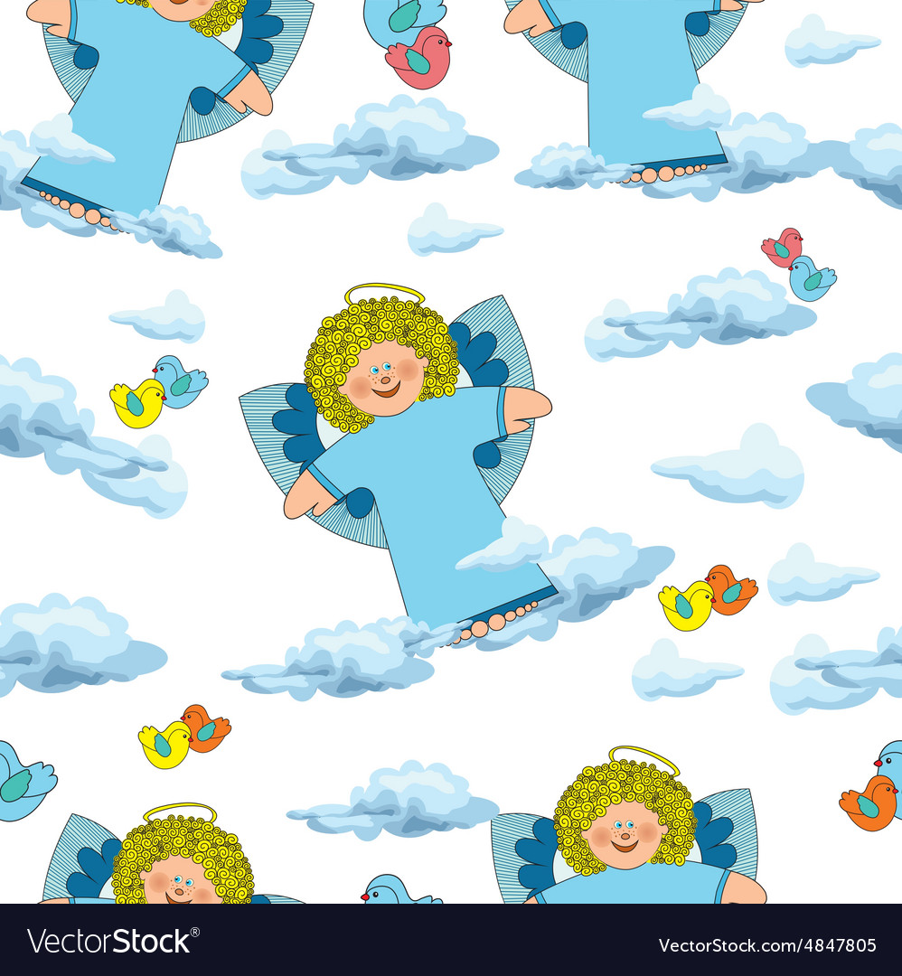 Celestial Angels and Clouds Pattern