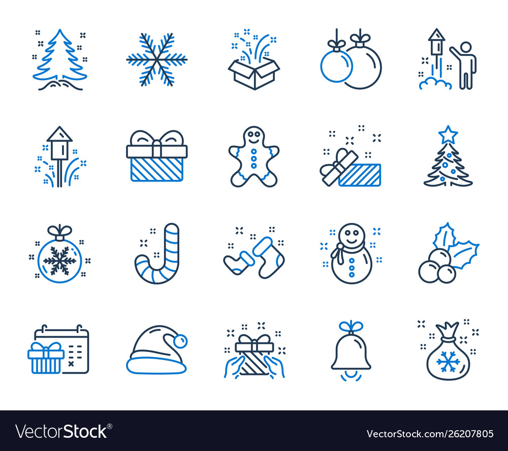 Weihnachtslinie Icons gesetzt Santa Hut vector image Weihnachtslinie Icons gesetzt Santa Hut