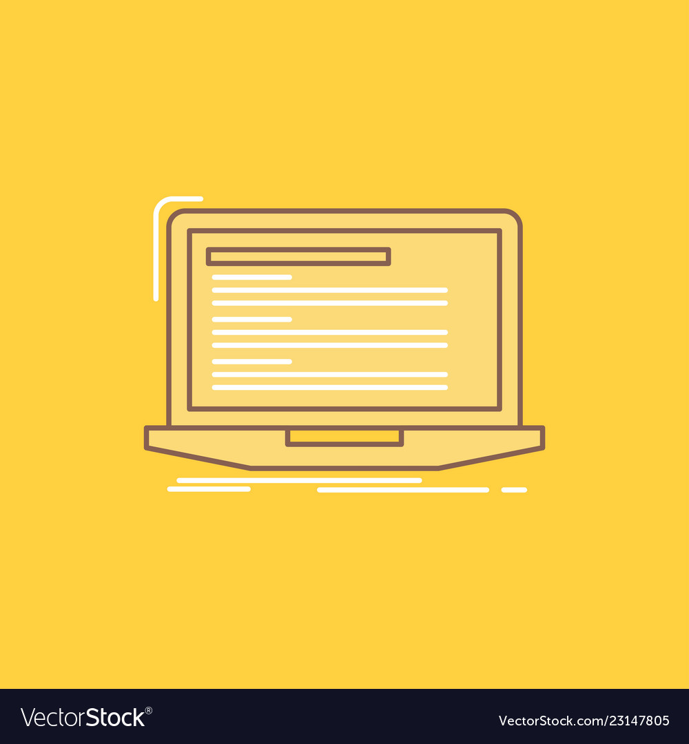 Coding Laptop Icon - Flat Line Style