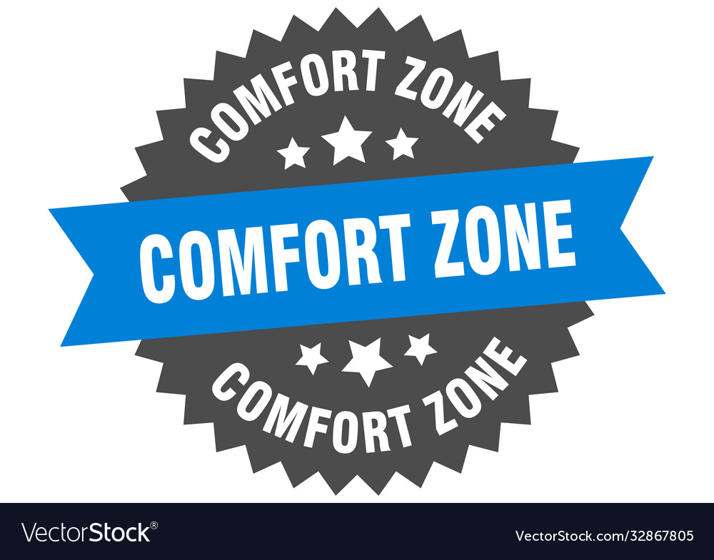 Comfort zone round isolated ribbon label