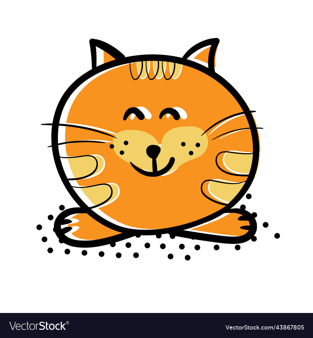 Cute cat cartoon character round contour icon