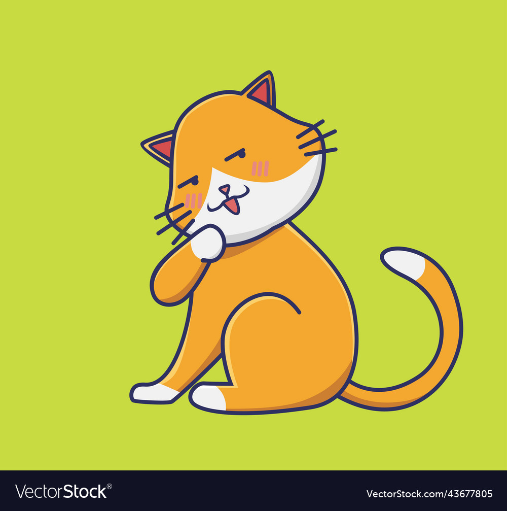 Cute cat shy talking cartoon animal nature Vector Image Cute cat shy talking cartoon animal nature Vector Image
