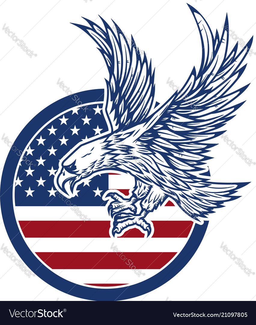 Download Eagle on american flag design element for logo Vector Image