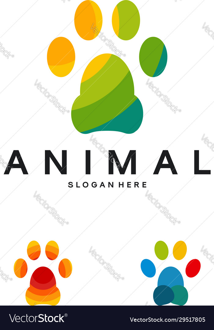 Iconic animal paw logo design template pet Vector Image