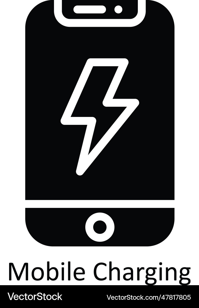 Mobile charging solid icon design Royalty Free Vector Image