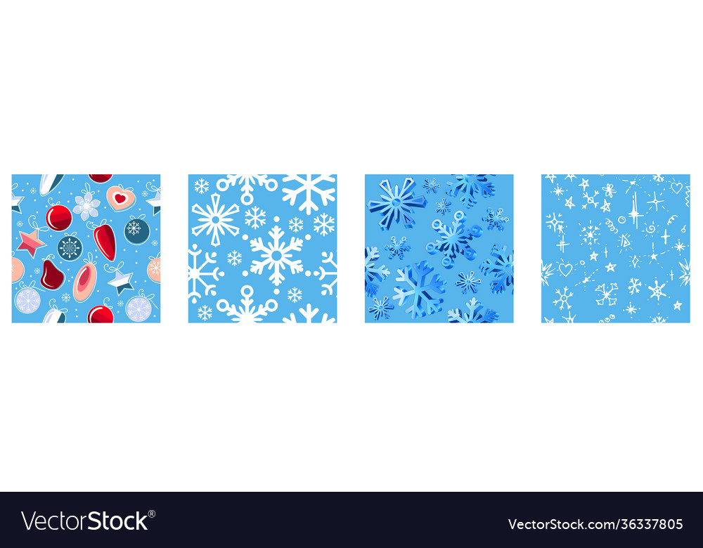 Seamless patterns with christmas elements vector image Seamless patterns with christmas elements