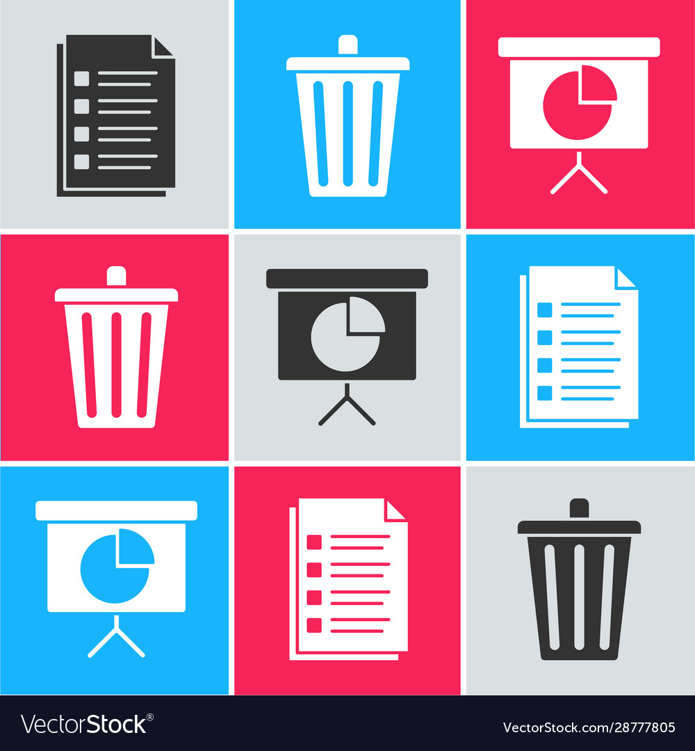 Set file document trash can and presentation vector image Set file document trash can and presentation
