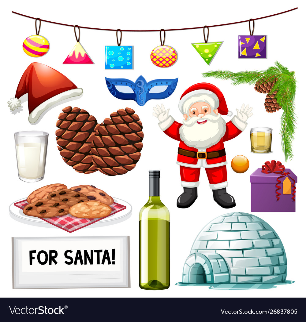 Set isolated objects christmas theme