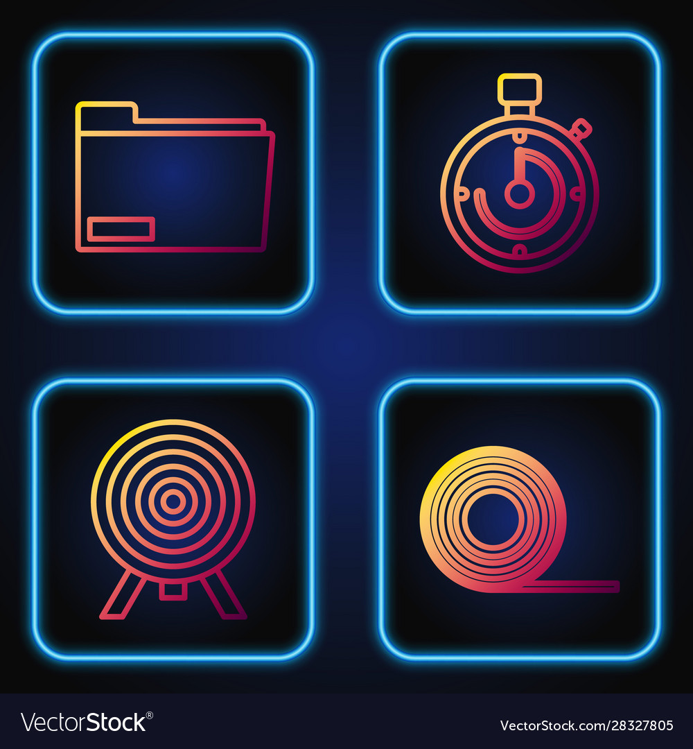 Set line scotch target document folder vector image Set line scotch target document folder