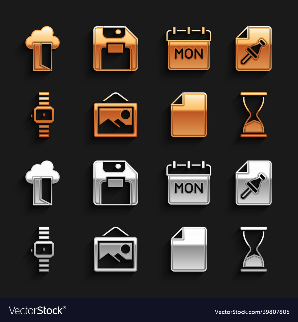 Set picture landscape note paper with push button vector image Set picture landscape note paper with push button
