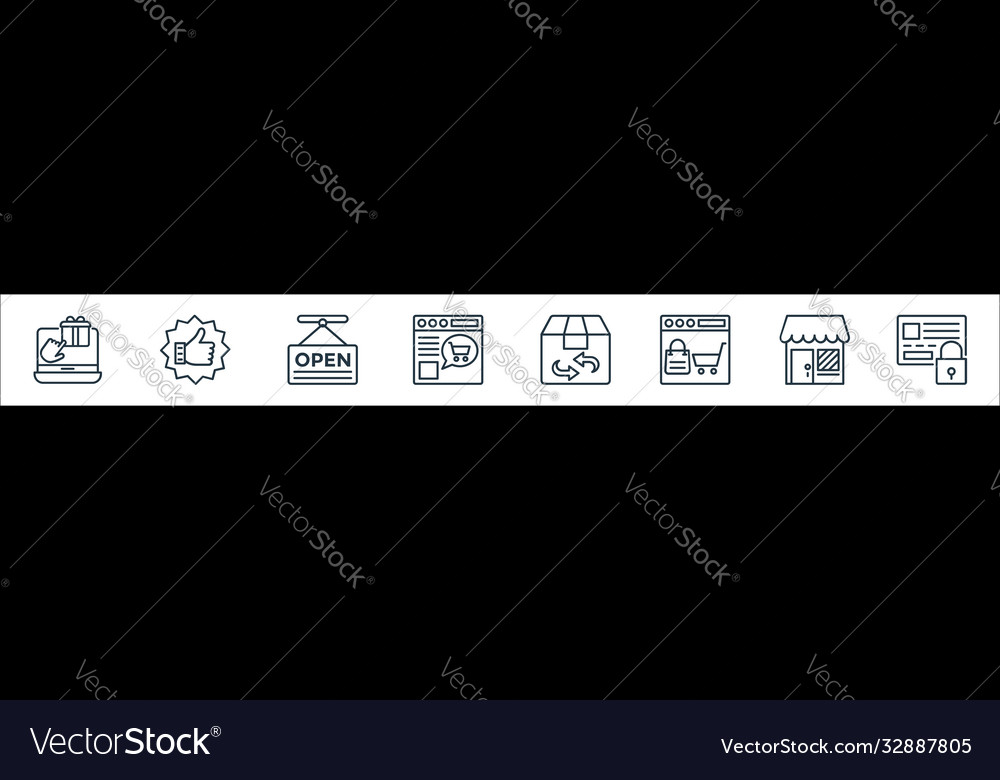 Shopping line icons linear set quality