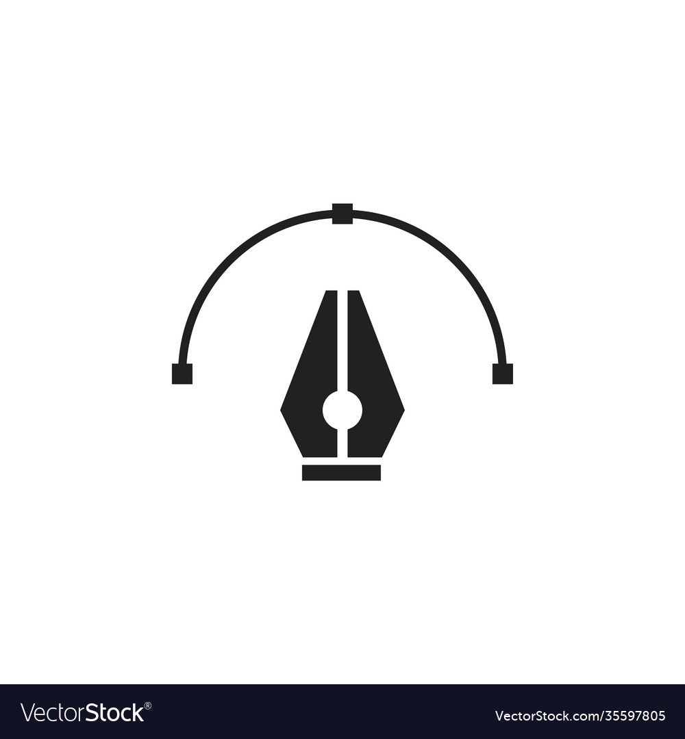 Tool pen black icon tip simple isolated web vector image Tool pen black icon tip simple isolated web