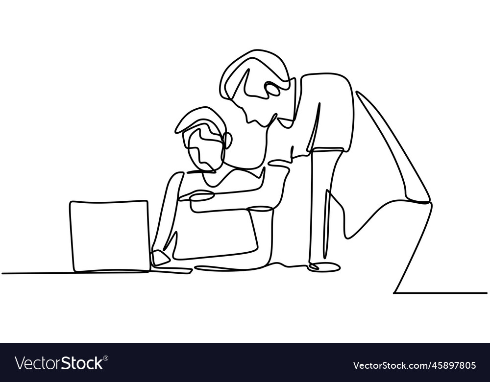 Two Men Discussing Work on Laptop