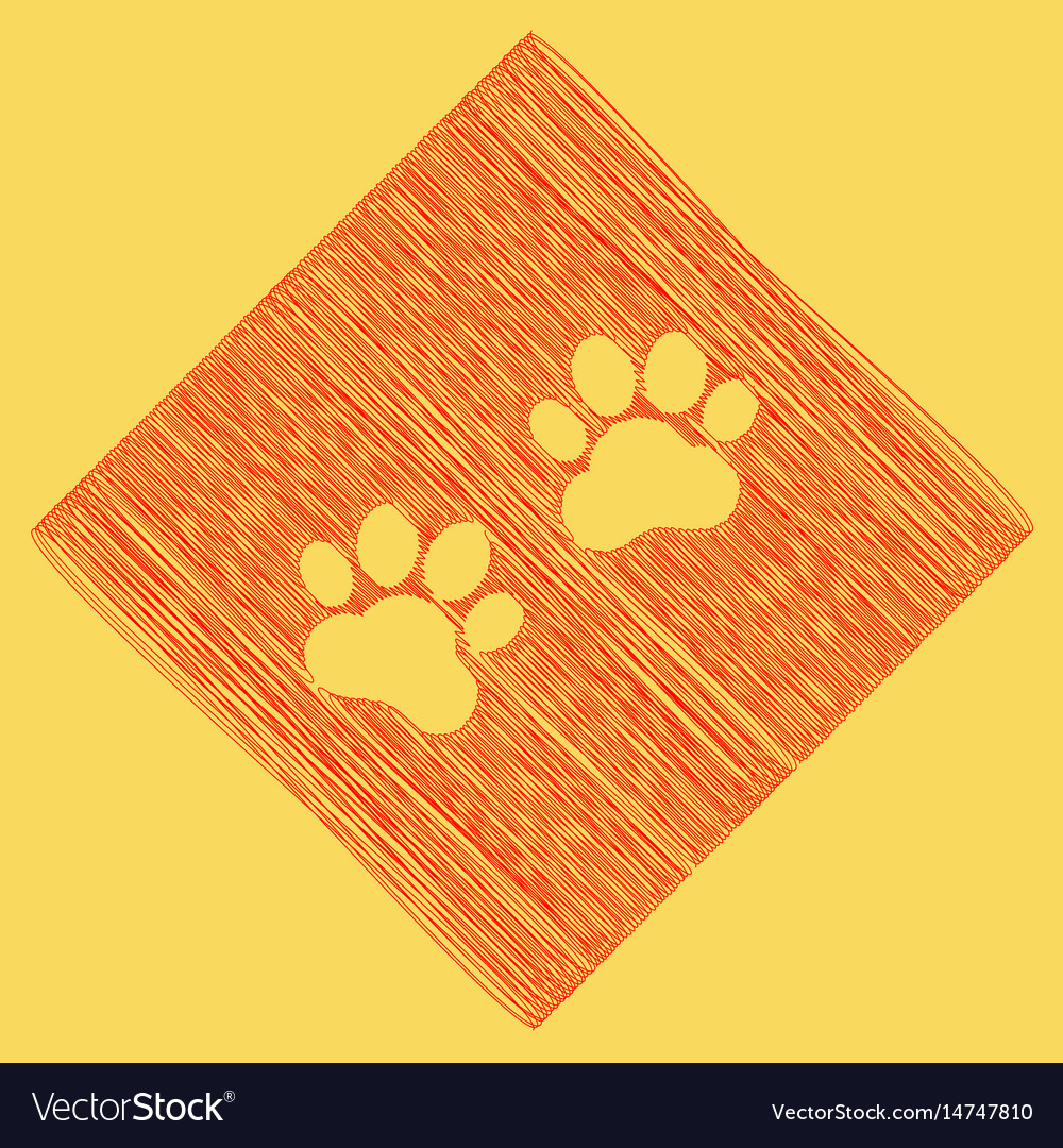 Animal tracks sign red scribble icon