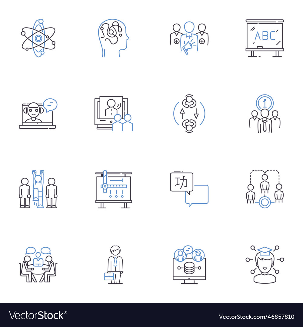 Comprehending concepts line icons collection vector image Comprehending concepts line icons collection