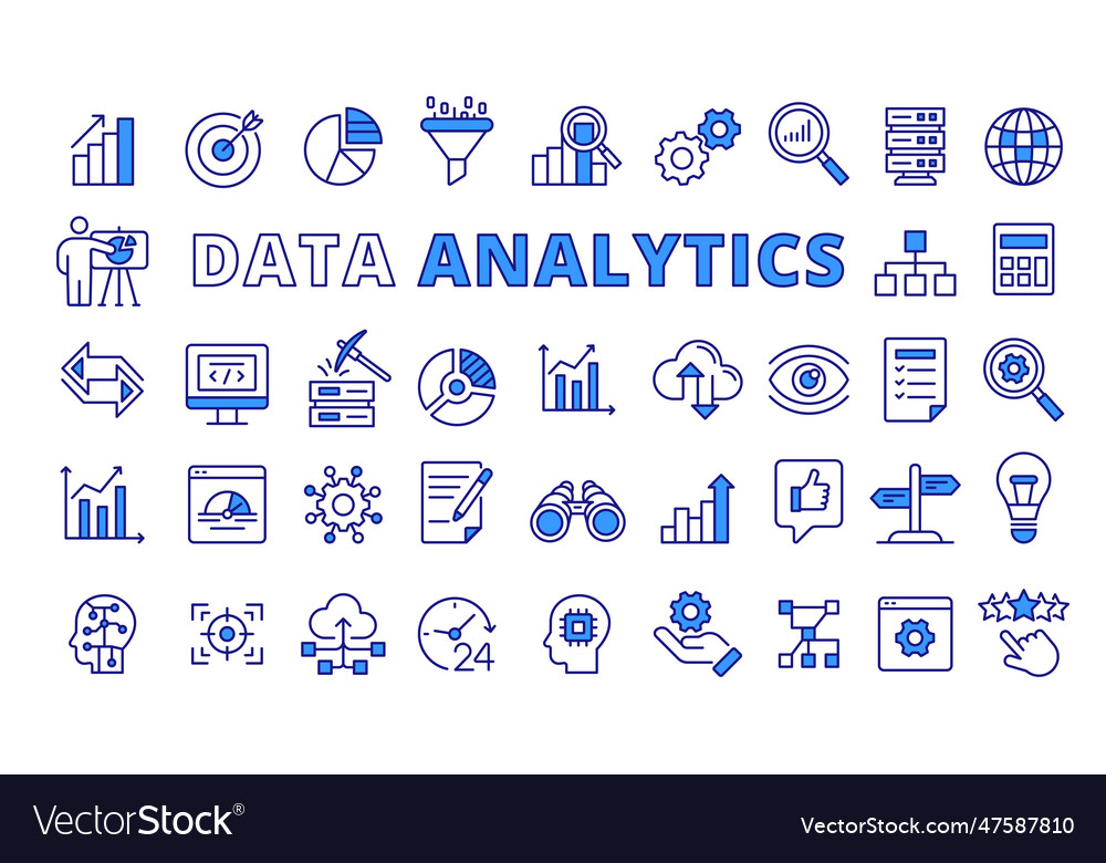 Data Analytics Icons - Line Style