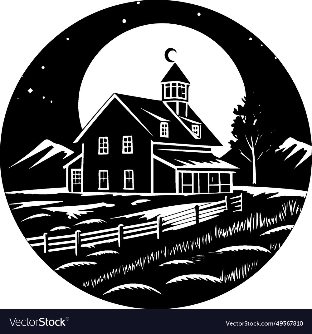 Farmhouse Black And White Royalty Free Vector Image farmhouse-black-and-white-royalty-free-vector-image