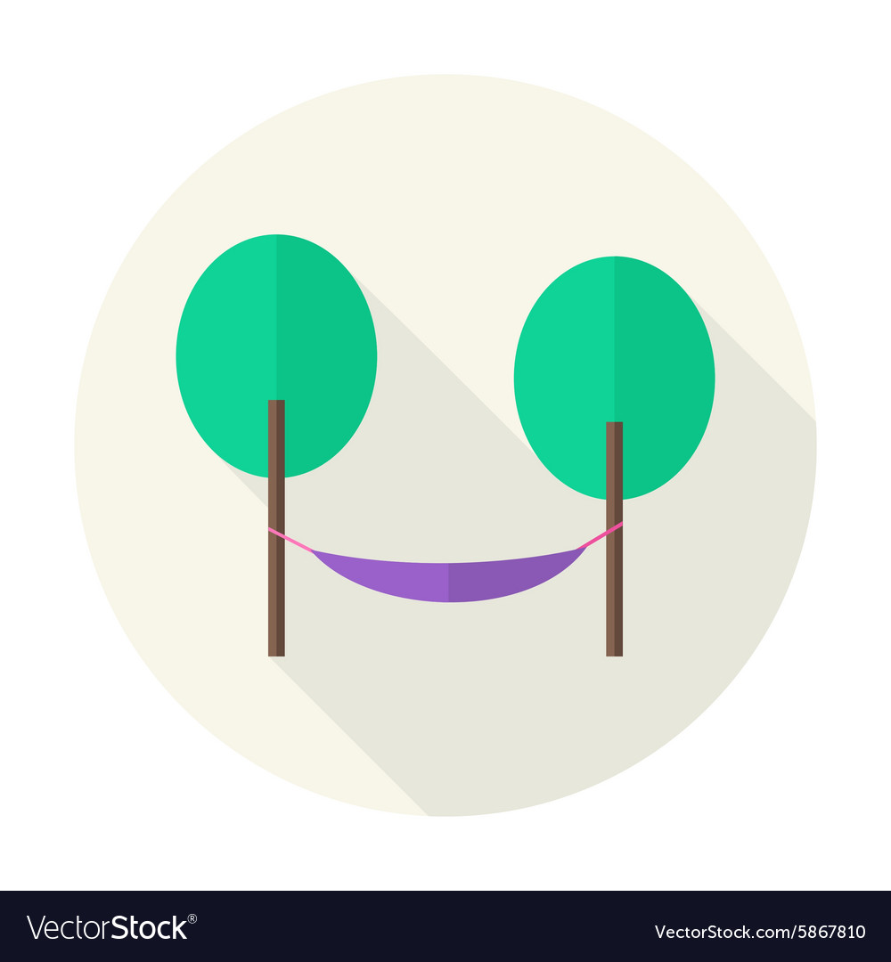 Flat nature trees with hammock circle icon